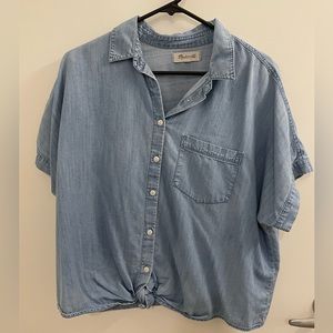 Madewell Women’s Denim Cropped Tie Shirt